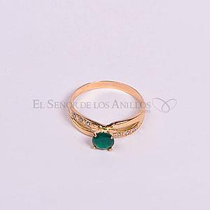 Anillo Solitario de Oro 750Ct.(Quilate) Con Circón Verde Ref: 100106012