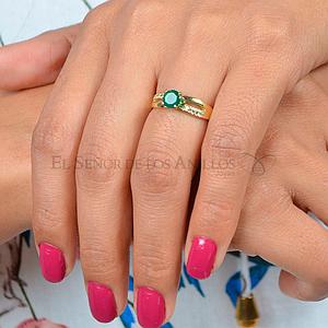 Anillo Solitario de Oro 750Ct.(Quilate) Con Circón Verde Ref: 100106012