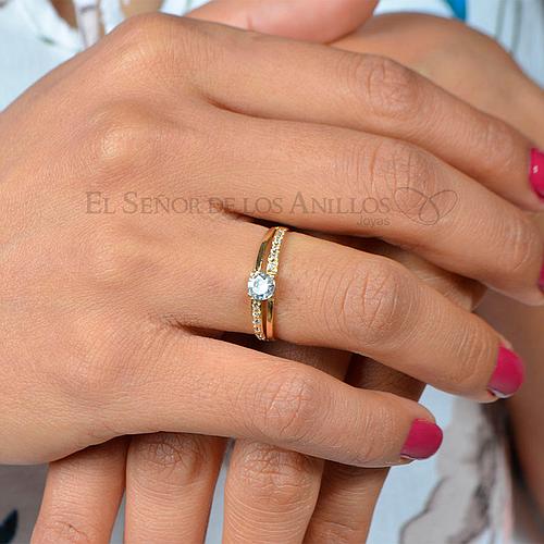Anillo Solitario de Oro 750Ct.(Quilate) Con Circón Ref: 100106009