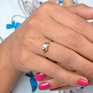Anillo Solitario de Oro 18Ct. Con Circón  Ref: 100106004