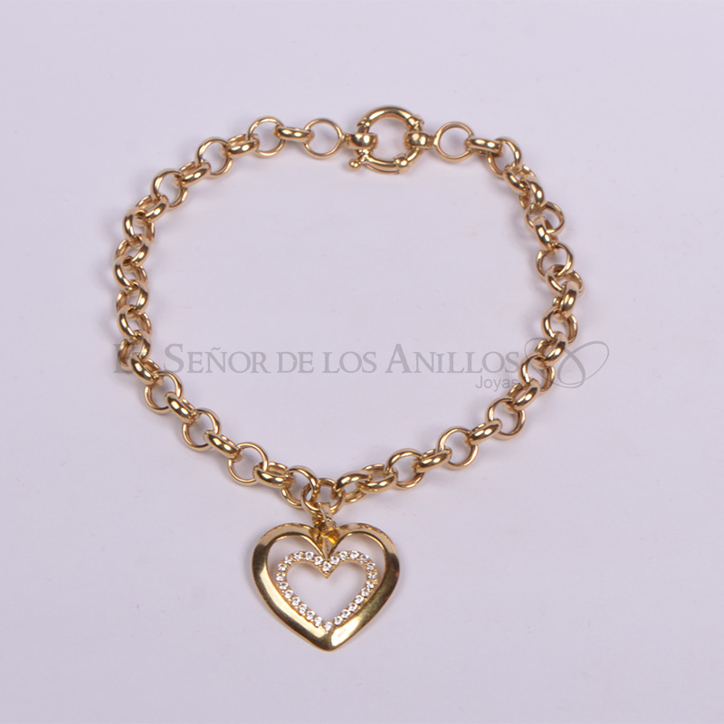 Pulsera Fem. de Oro 750Ct.(Quilate) Portuguesa con Dije de Corazon 6.1 G. Ref: 100103003