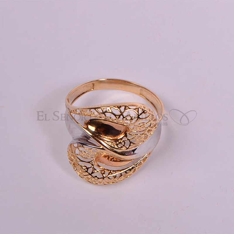 Anillo Fem. de Oro 750Ct.(Quilate) Dorado y Blanco 3.3 Gramos. Ref: 100104016