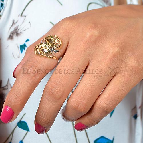 Anillo Fem. de Oro 750Ct.(Quilate) Dorado y Blanco 3.3 Gramos. Ref: 100104016