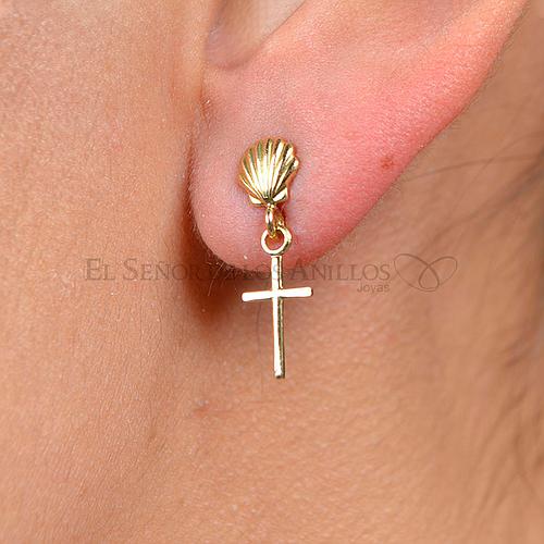 Aros Fem. de Oro 750Ct.(Quilate) de Cruz 1.6 Gramos Ref: 100105013