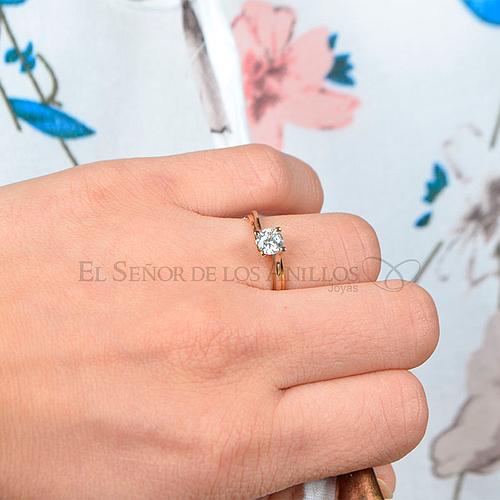 Anillo Solitario de Oro 750Ct.(Quilate) Italiano Ref: 100106013