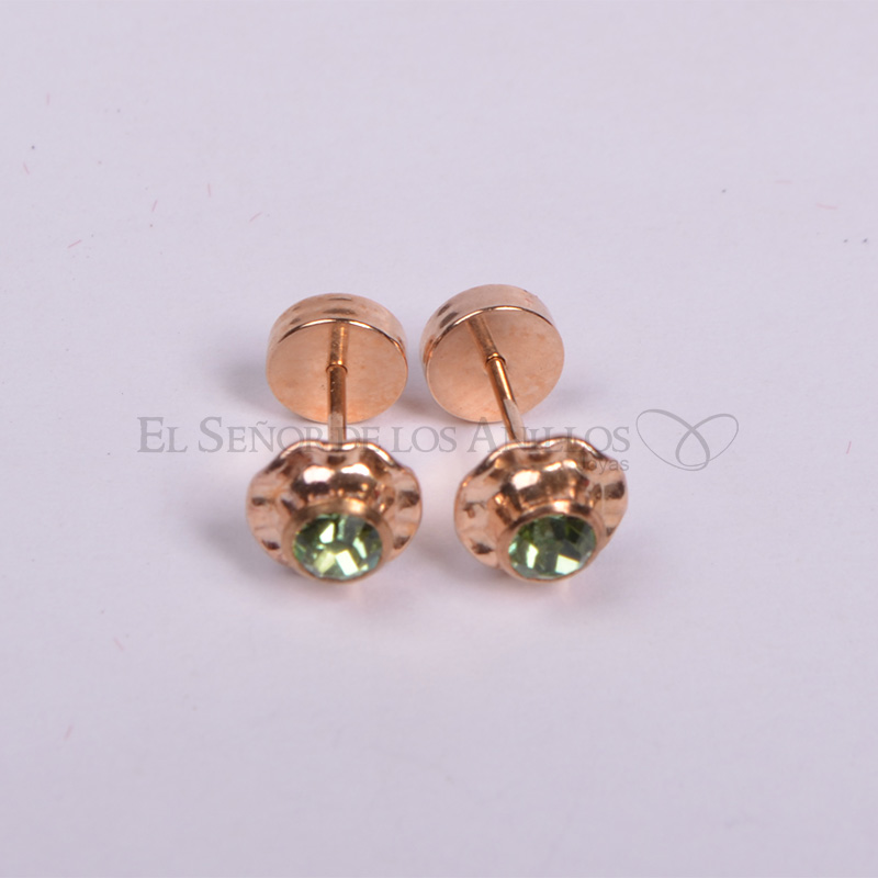 Aro para Bebé de Oro 18K.(Quilate) el Perno. Piedra Verde. Ref: 100305001-G