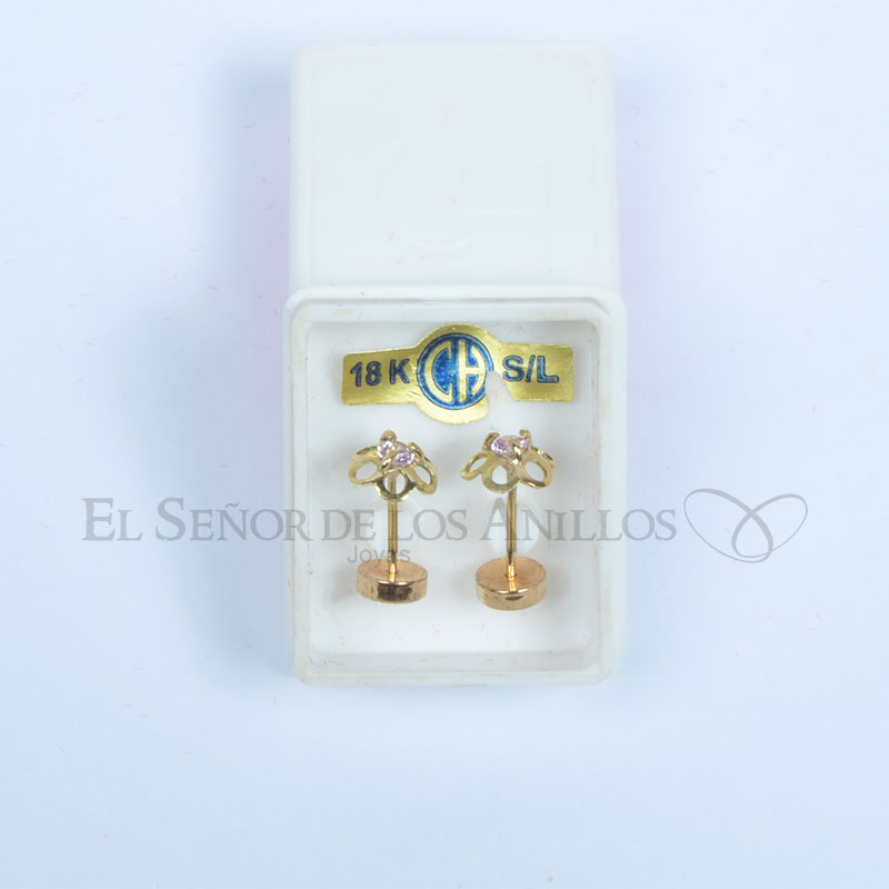 Aro Infantil de Oro 18K.(Quilate) tapita enchapado - Punto de luz - cajita blanco - Ref: 100305006