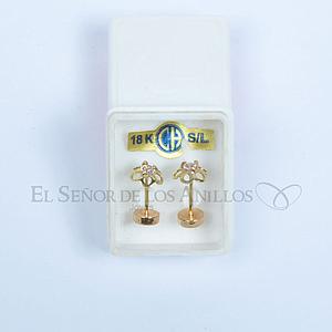 Aro Infantil de Oro 18K.(Quilate) tapita enchapado - Punto de luz - cajita blanco - Ref: 100305006