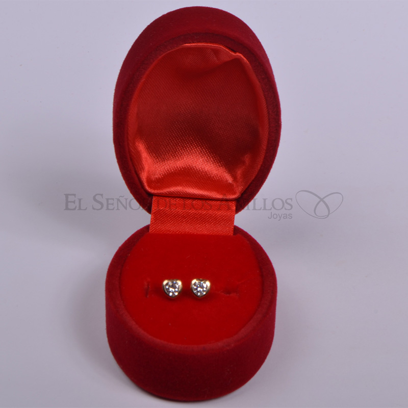 Aro Infantil de Oro 18Ct.(Quilate) con tapita enchapado con Circón Rosa. Ref: 100305007