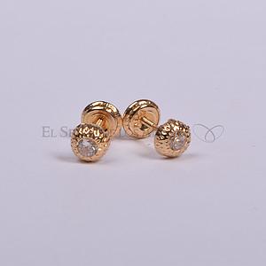 Aro Infantil de Oro 750Ct.(Quilate) Italiano Estrella con Circón al Centro. Ref: 100305014