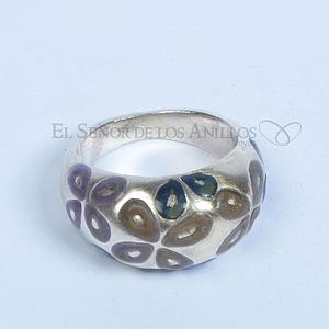 Anillo Fem. de Plata 925 Plateado Tallado de Flores - Ref.: 200104018