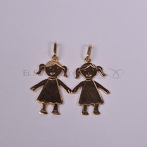 Medalla Fem. de Oro 750Ct.(Quilate) 2 Niñas . Ref: 100102051