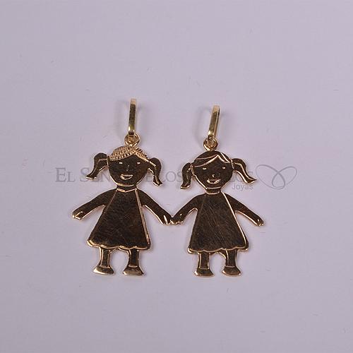 Medalla Fem. de Oro 750Ct.(Quilate) 2 Niñas . Ref: 100102051