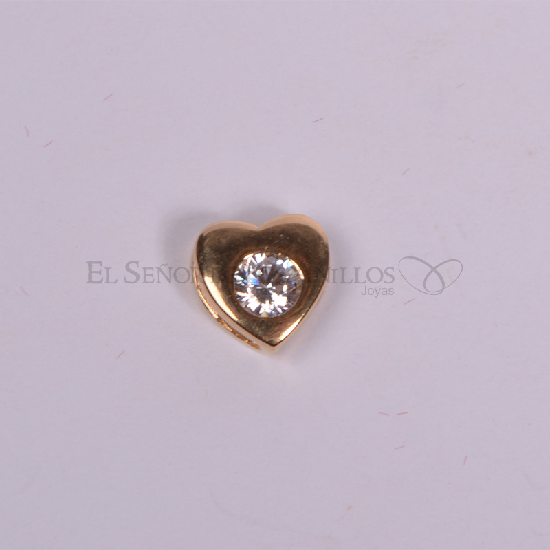 Medalla Fem. Oro 750Ct(Quilate) Corazón con Piedra al centro . Ref: 100102030