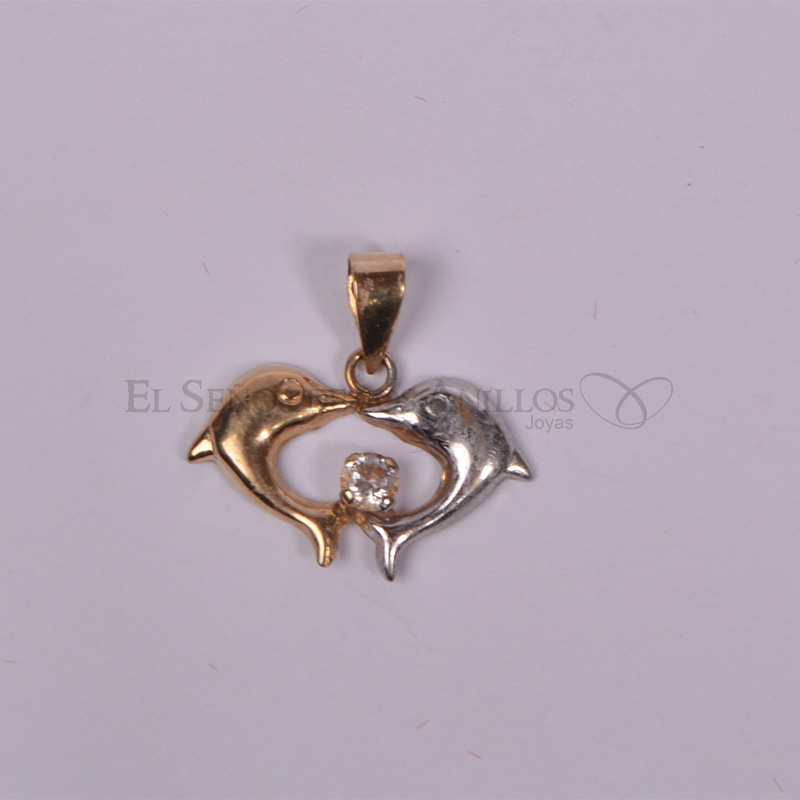Medalla Fem. de Oro 750Ct.(Quilate) Italiano Delfines Ref: 100102025