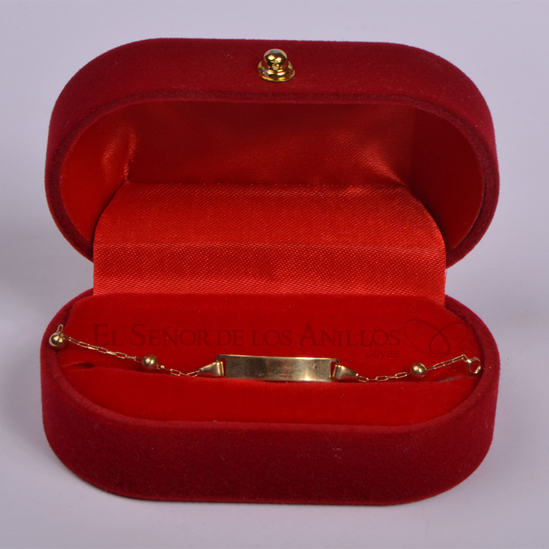 Pulsera Infantil de Oro 750Ct.(Quilate) Italiano con Placa P/Gravado. Ref: 100303002