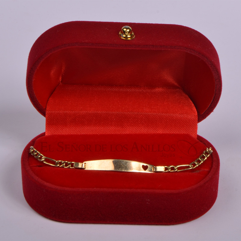 Pulsera Infantil de Oro 750Ct.(Quilate) Italiano con Placa P/Gravado . Ref: 100303003