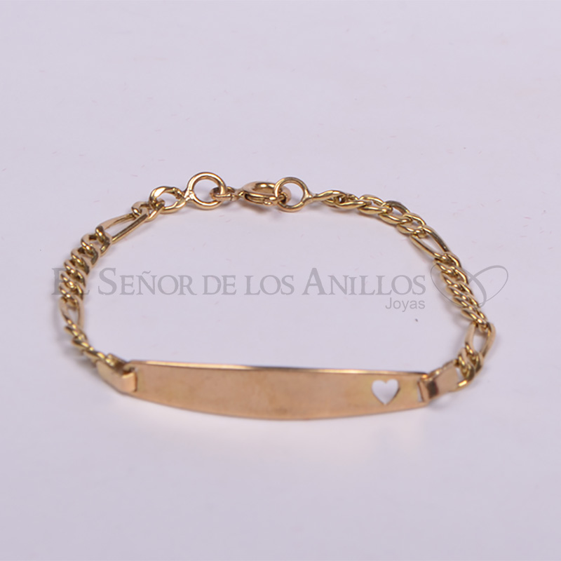 Pulsera Infantil de Oro 750Ct.(Quilate) Italiano con Placa P/Gravado . Ref: 100303003